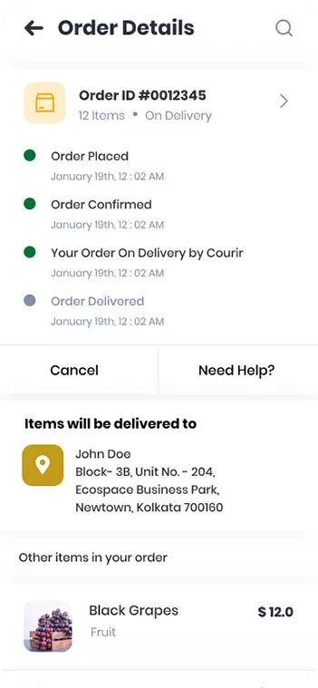 Grocery delivery system- customer app