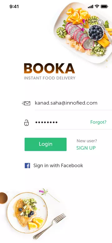 booka Customer App screen