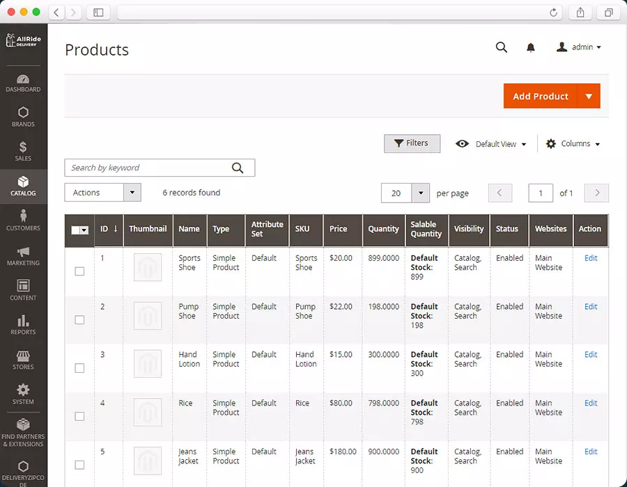 Grocery delivery system- admin panel screen