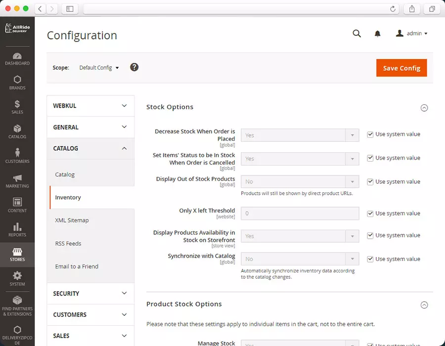 Grocery delivery system- admin panel screen