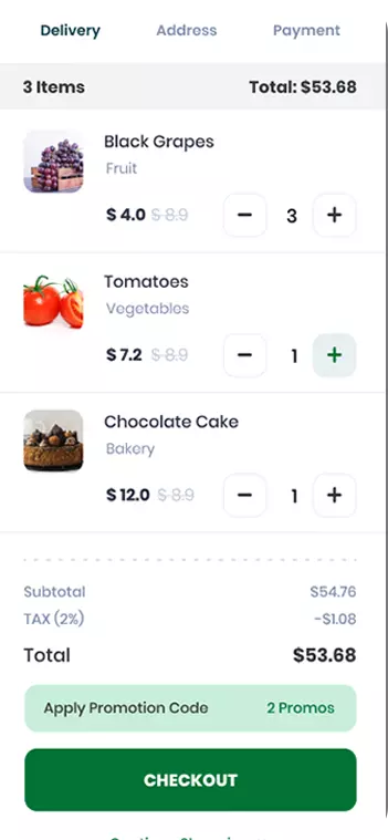 Grocery delivery system- customer app