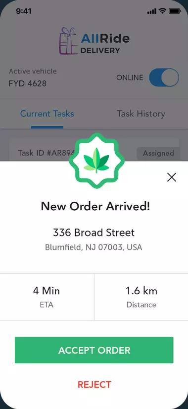 cannabiscannabis Delivery Customer Screen