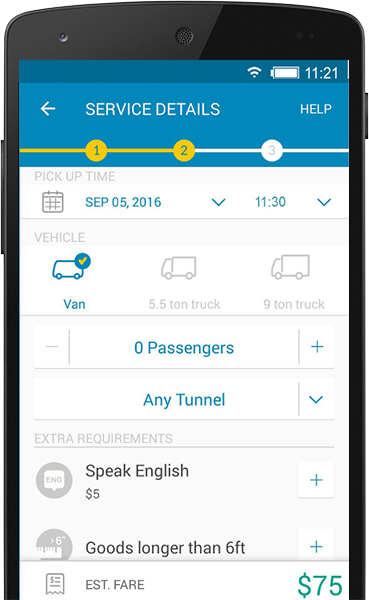 Go Go Van logistics & truck app development