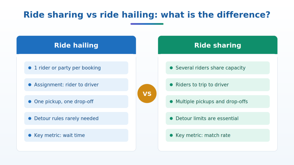 Ride sharing vs ride hailing: what is the difference?