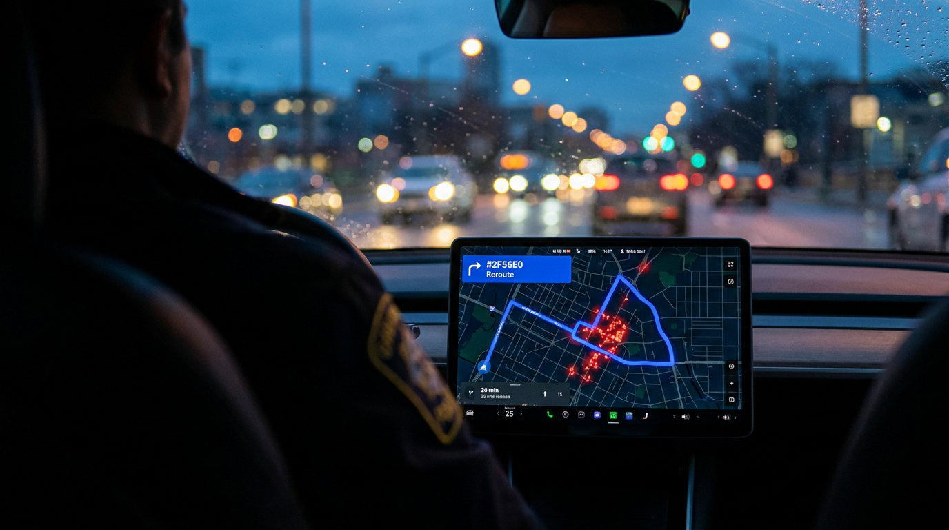 silhouette of the driver driving a can with a screen in the front
