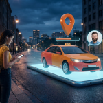 girl using a screen, taxi imaging on a screen