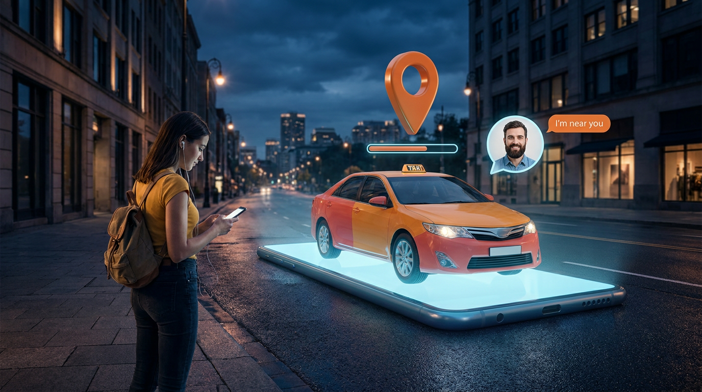 girl using a screen, taxi imaging on a screen